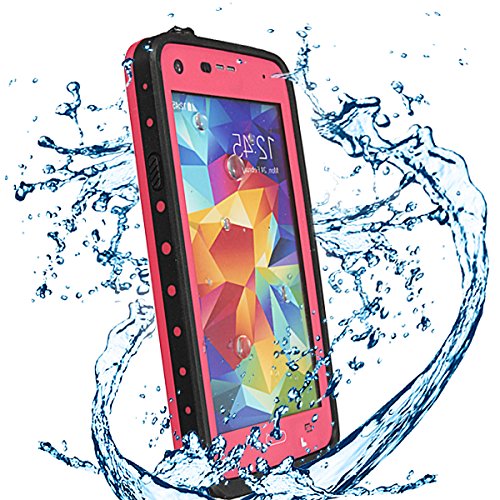 ELEGIANT Waterproof Shockproof Dirt Proof Snow Proof Case Cover for Galaxy S5 V i9600 Retail Package, with Waterproof headphones line, IP68(Rose Red)