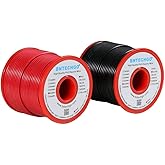 BNTECHGO 24 Gauge PVC 1007 Solid Electric Wire Red and Black Each 100 ft 24 AWG 1007 Hook Up Tinned Copper Wire