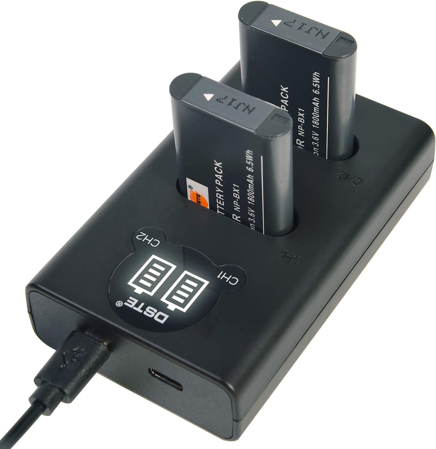 DSTE 2x NP-BX1 Replacement Battery + Dual USB Charger with LCD Display Compatible for NP-BX1/M8 and Sony ZV1 ZV-1 ZV-1F HDR-CX240E DSC-RX10 II DSC-RX1B DSC-RX1R DSC-RX1R/B DSC-RX100 II Camera - Image 3