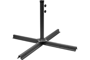 WO WESTIN OUTDOOR WO Home Furniture Portable Beach Patio Sunshade Stand Umbrella Base Stand Holder, Steel Universal Cross Base Stand Anchor Kit (Stand Only) (Black)