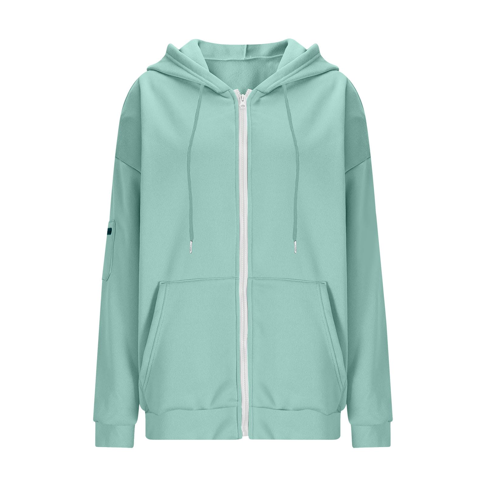 Qgtaibl Womens Zip Up Hoodies Sweatshirts with Hood Built in Eye Mask Casual Jackets Multi Pockets Fashion Fall Clothes for Women 2025 Novelty Hoodie Travel Lounge Sweatshirt Coat