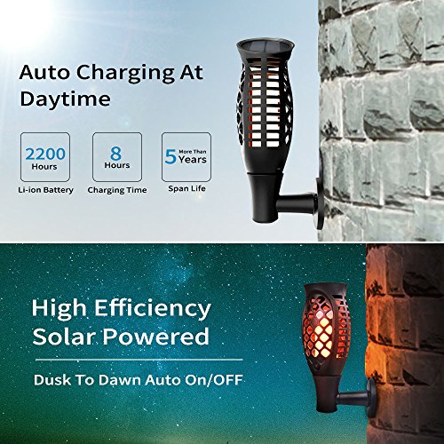 MZD8391 Waterproof Solar Torch Lights, Upgraded Dancing Flame Solar Garden Path Light, Outdoor Garden Decorations Landscape Pathway Light With Auto On/Off Dusk to Dawn (2 Pack) - Thumbnail 2