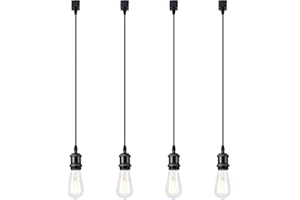 LIGOTFIRE Vintage H Type Track Lighting Head to E26 Heads Direction Adjustable LED Track Lights Fixture Dimmable for Kitchen, Retro Vintage Style, Pack of 4 Black，Bulbs Not Included