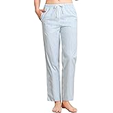 U2SKIIN Womens Striped 100% Cotton Pajama Pants, Soft Lounge Pj Bottoms with Pockets Lightweight