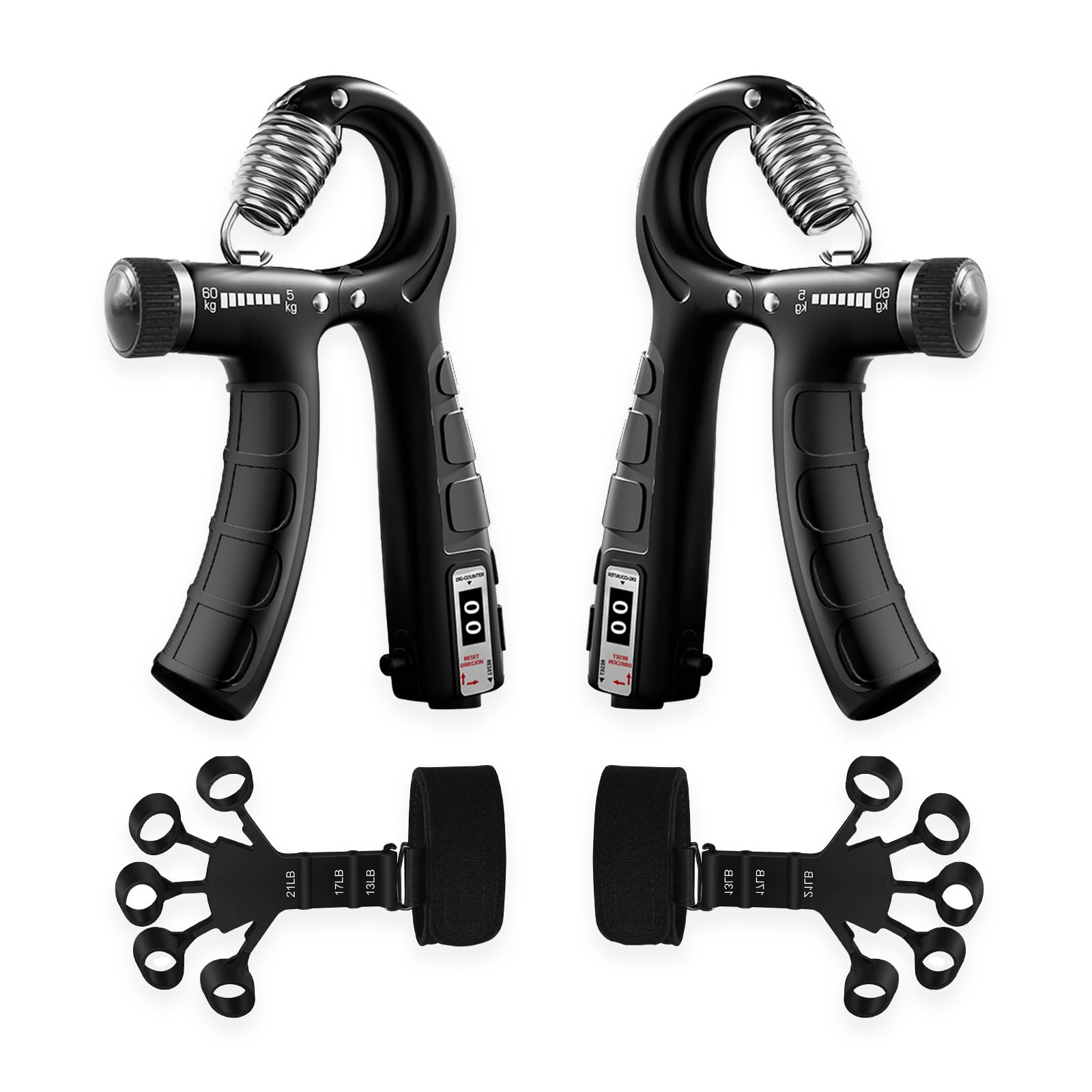 Hand Grip Strengthener, Grip Strengthener, Forearm Strengthener, Adjustable Resistance 11-132Lbs (5-60kg), Perfect for Musicians Athletes and Hand Injury Recovery (black)