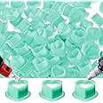 200pcs Tattoo Ink Cup Heart-Shaped Disposable Silicone Tattoo Pigment Cup Eyebrow Eyeliner Lip Color Pigment Cup Tattoo Pigment Holder (Cyan)