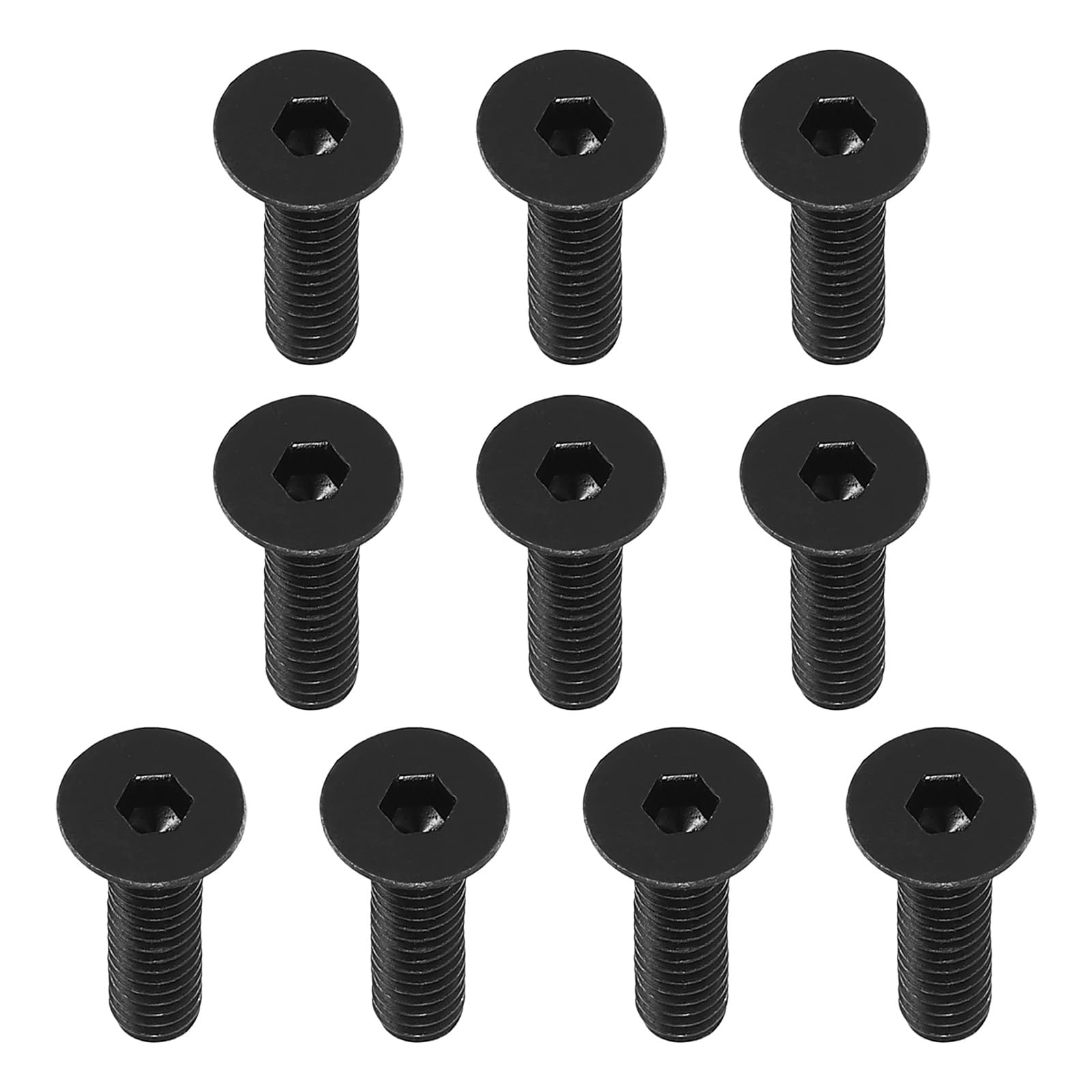 PATIKIL 1/4-20 x 1" Flat Head Socket Cap Screws, 10 Pack Flat Countersunk Bolts Carbon Steel Hex Socket Drive Machine Screws Full Thread Black Oxide Grade 10.9