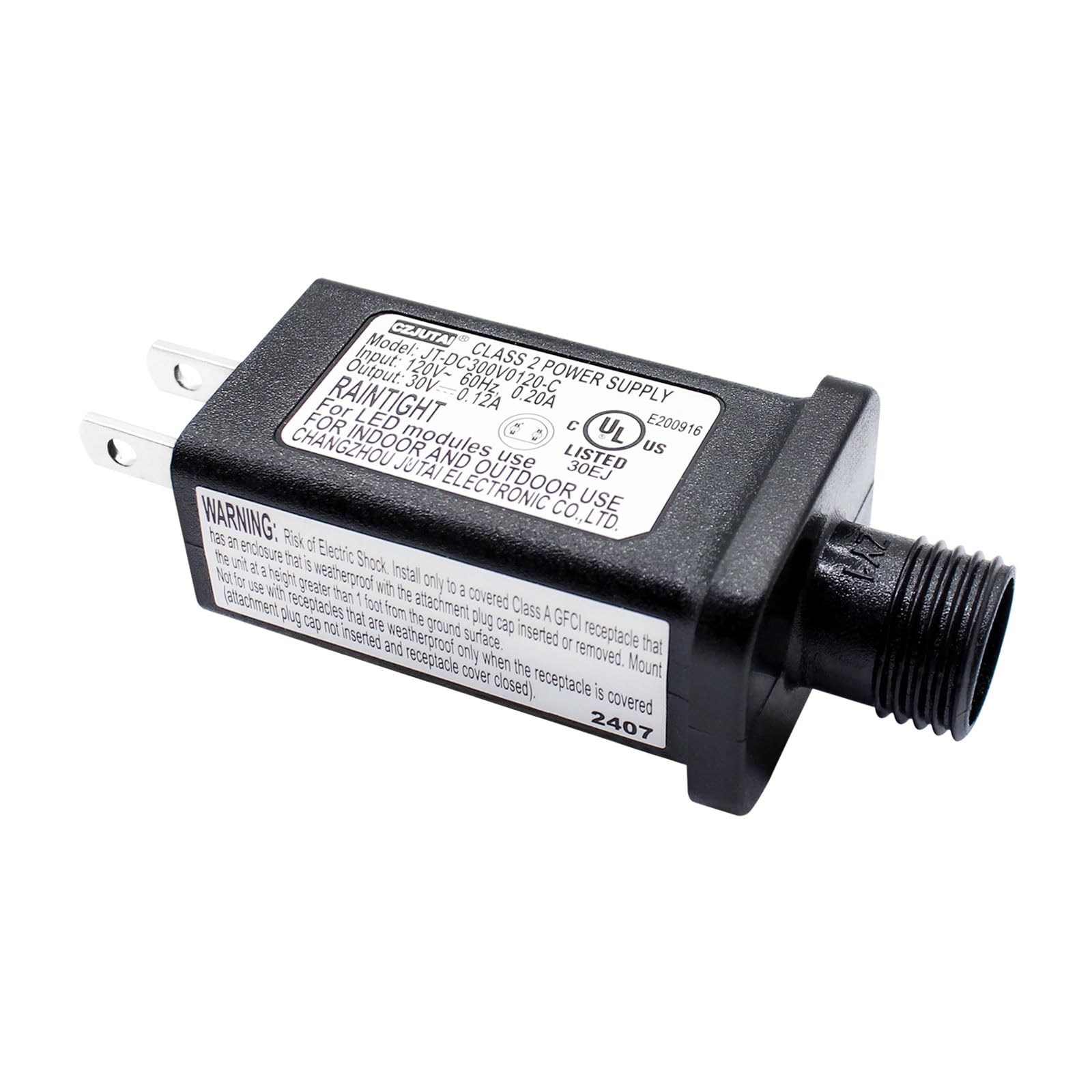 Photo 1 of 30V 3.6W LED Controller Steady On Mode, JT-DC300V0120-C Class 2 Power Supply Transformer, Low Voltage Transformer US Plug for LED Light (30V 0.12A)