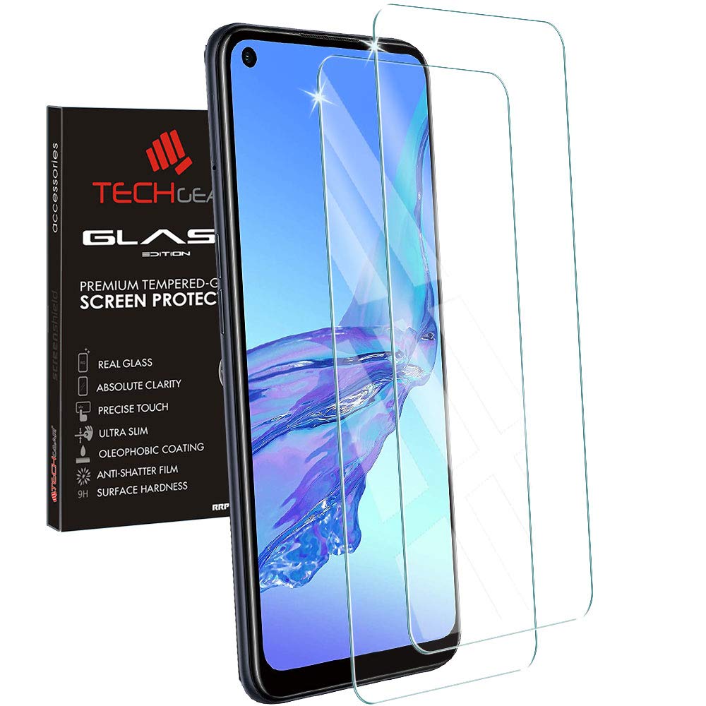 TECHGEAR 2 Pack of GLASS Edition for Oppo A53 / A32, Tempered Glass Screen Protectors Cover [2.5D Round Edge] [9H Hardness] [Crystal Clarity] [Scratch-Resistant] [No-Bubble]