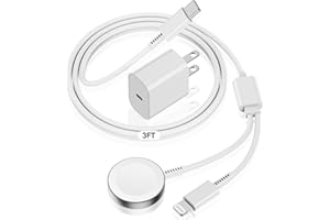 QZVOO Apple Watch Charger USB C for iPhone&Watch, [Apple MFi Certified] iWatch Magnetic 2-in-1 Fast Charging Cable 3ft with 20W Fast Charger Block for Watch Series Ultra 9 8 7 6 5 4 3 SE & iPhone 14/13/12