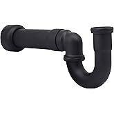 Westbrass D402NE-1-62 1-1/2" New England Style P-Trap with High Box Flange, Matte Black