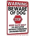 Beware of Dog Signs for Fence,Warning Tin Sign Beware of Dog,Do Not Enter,Home Kitchen Farm Garden Garage Wall Decor 12x8inch