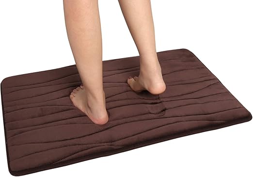 Amazon Com Uphome Memory Foam Bath Mat Non Slip Thick Chocolate Brown Bathroom Rugs 20x31 Inch Absorbent Quick Dry Flannel Bath Rug Luxury Soft Velvet Floor Rug Machine Washable For Shower Bathtub Kitchen