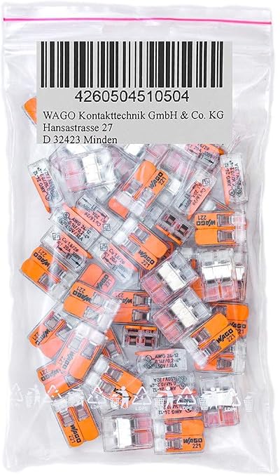 Wago 221-412 50 Pieces Lever Connector 0.14-4 mm2 Transparent Small