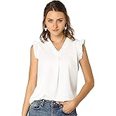 Allegra K Women's Ruffled Sleeveless Blouses 1950s Vintage Work Business Tops