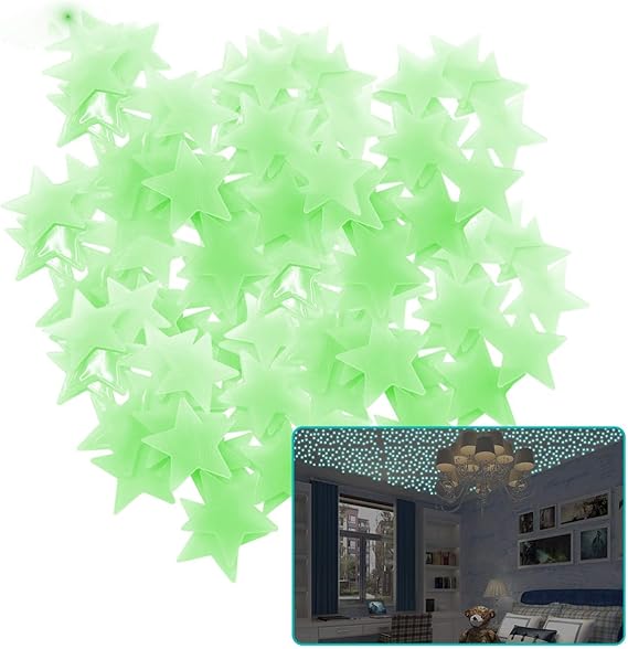 300 pegatinas de pared luminosas de estrellas, que brillan en la