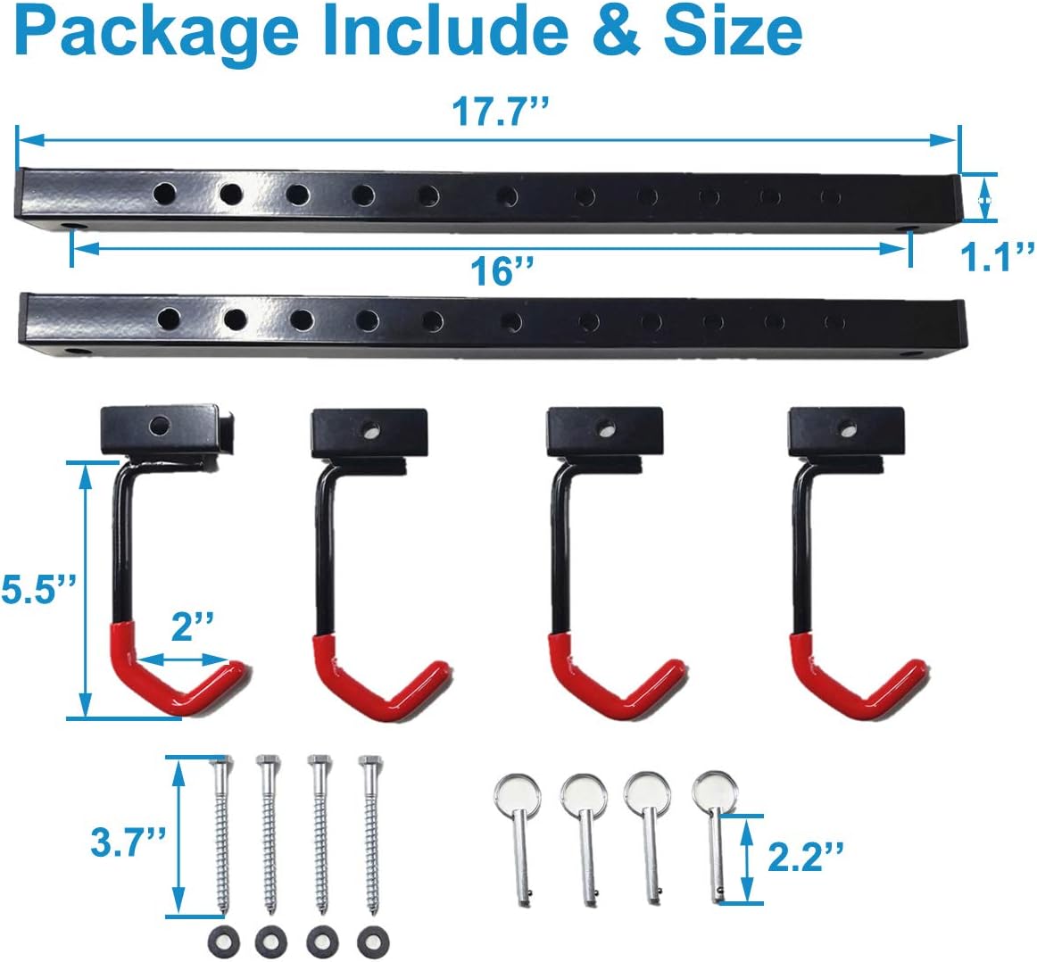 Qualward Bike Wall Mount Storage Rack for Garage, Bicycle Hangers - Hanging 4 Bicycles, 2 Pack: Home Improvement