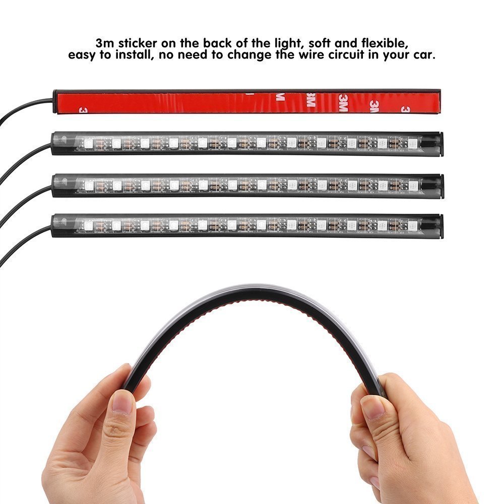 ABelle USB LED Streifen Auto Innenbeleuchtung Musik Sync Underdash LED Lichtleiste RGB Wasserdicht LED Stripes, 4x22cm