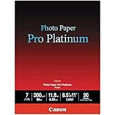 Canon 2768B022 Photo Paper Pro Platinum, 8.5 x 11 Inches, 20 Sheets | High gloss photo printing with 300gsm weight, 10.2 mil thickness and inkjet compatibility