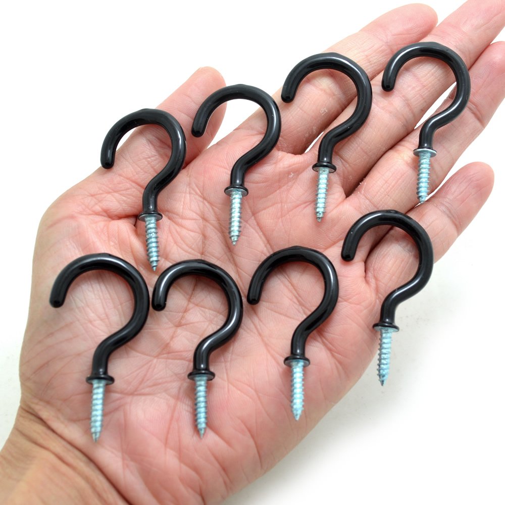 BronaGrand 50 Pieces Vinyl Coated ScrewIn Ceiling Hooks Cup Hooks