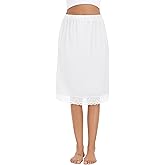 Lovasy Satin Half Slip for Women Under Dress Lace Long Underskirt Anti-Static Skirt Slips for Underdress S-3XL