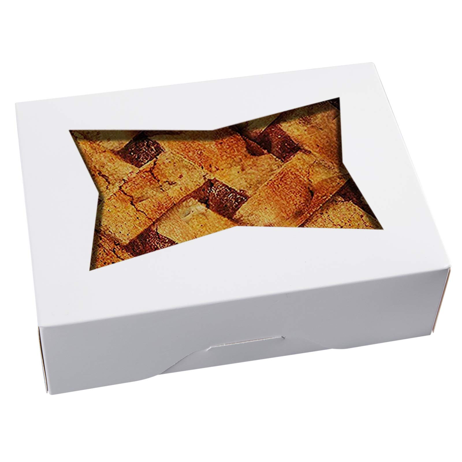 ONE MORE [25pcs] 8inch Cookie Boxes with Window Lid, Cardboard Pops Treat Gift Bakery Box for Muffins and Pastry,Strawberries Chocolate Container in Bulk 8" x 5 3/4" x 2 1/2",Pack of 25 (White, 25)