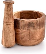 Samhita Handmade Acacia Wood Mortar and Pestle for Herbs Garlic Spices view 2