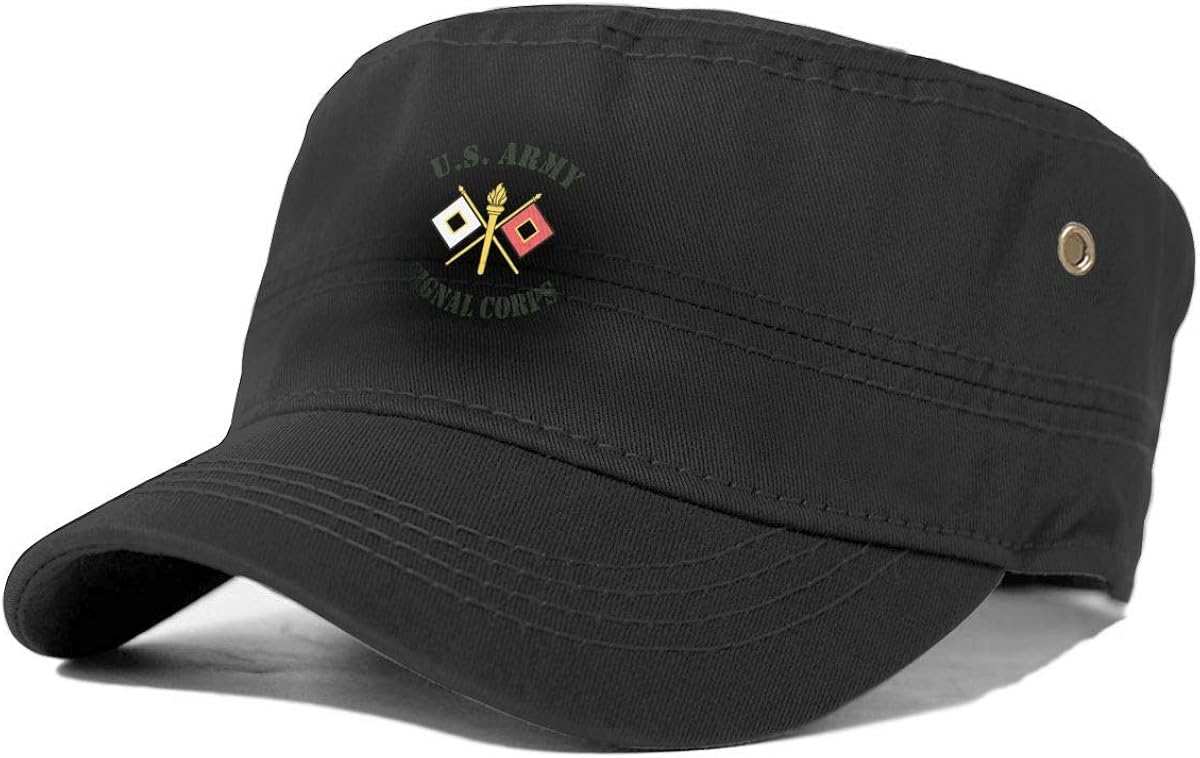 US Army Signal Corps Logo Basic Everyday Military Style Hat Solid Color