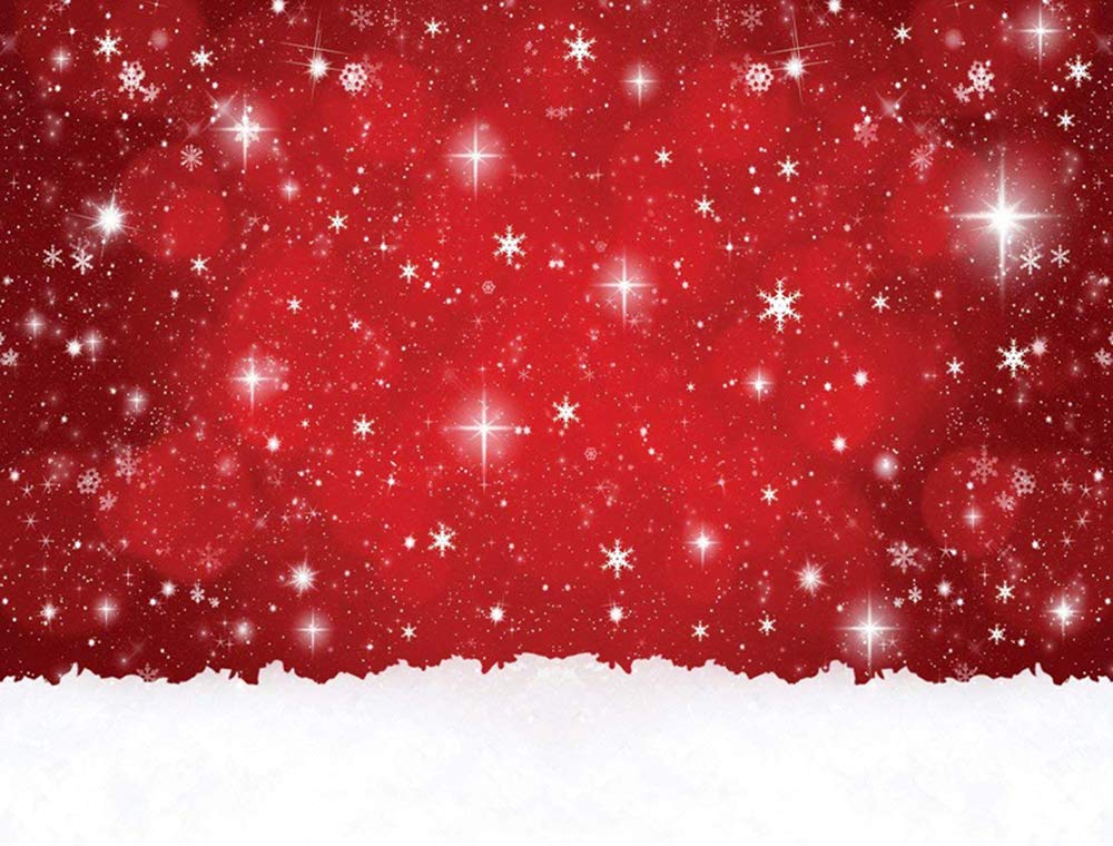 Haosphoto Christmas Backdrop 7X5FT Vinyl Xmas Falling Snowflakes Backdrops Red Bokeh Wallpaper Heavy Snow Winter Wonderland Photography Background for Happy New Year Eve Photo Studio Props QB105