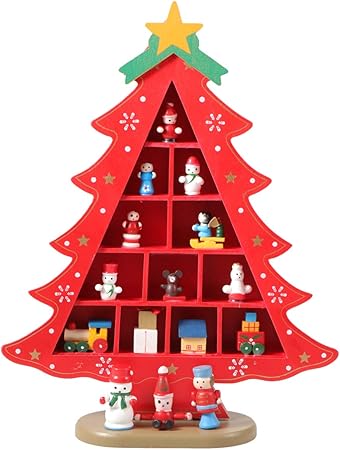 Amazon Ledmomo クリスマスの飾り 木製クリスマスツリー 雪だるま デスクトップオーナメント 飾り付け 置物 家の装飾 クリスマスツリー おもちゃ