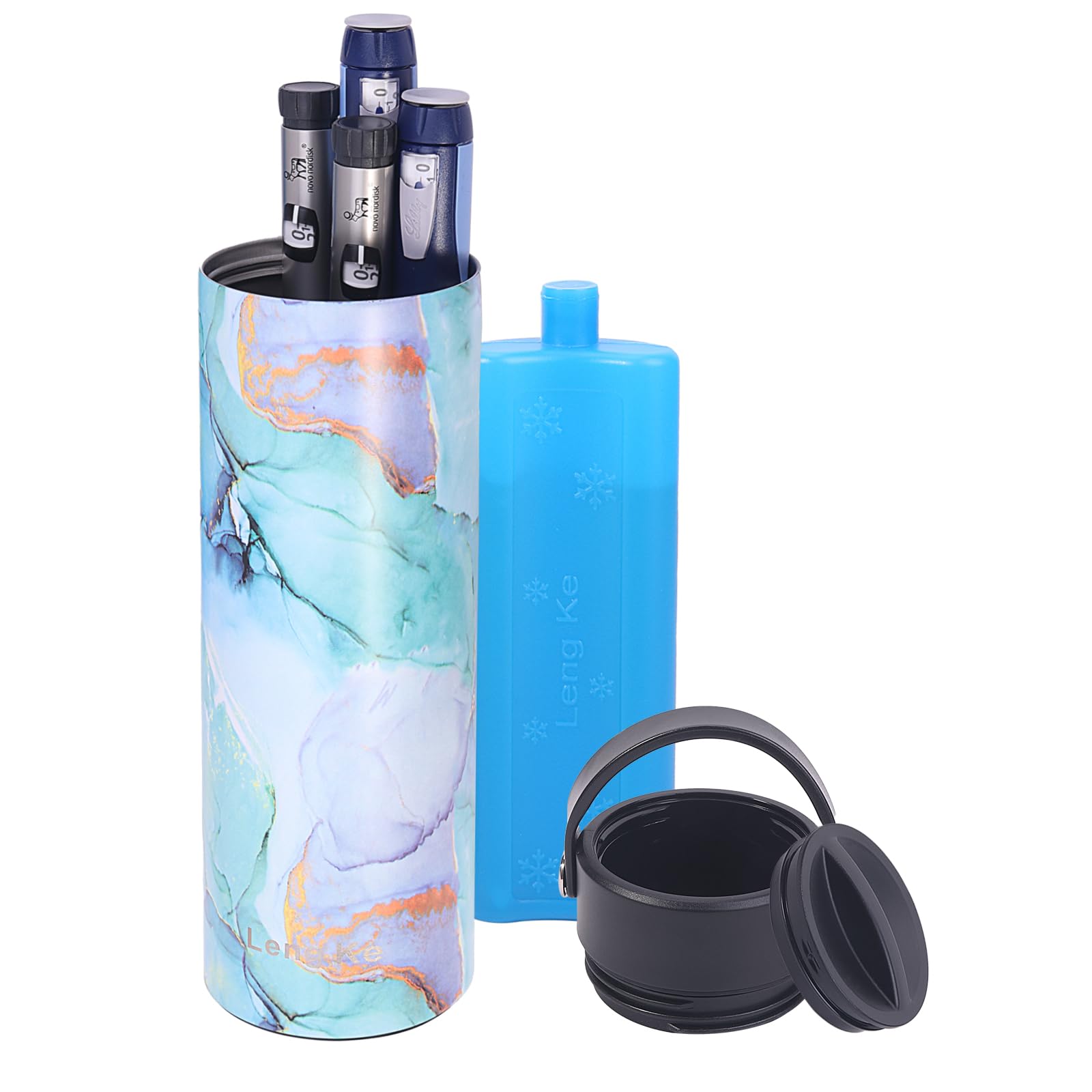 OVAKIA Insulin Cooler Travel Case, Medical EpiPen Carry Case Box Keep 2-8 Degrees for Insulin Pens with Biogel Ice Pack (Art Green)