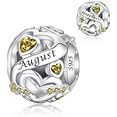 Alstade Birthstone Charm 925 Sterling Silver Charms fits Bracelets and Necklace Pendant Bead Happy Birthday Charms Jewelry Present for Women Family Friends
