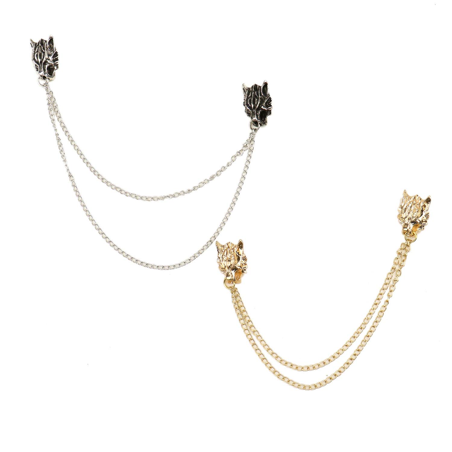 Gold and Sliver JETEHO 2 pcs Collar Pin Brooch Buckle Chain Collar