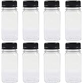 BokWin 8 Pack 4 Oz Clear Plastic Juice Bottles,Ginger Shot Bottles with Lids, Leak Proof, Freezer Safe Reusable Beverage Containers for Juicing, Smoothies, Milk and Other Drinks