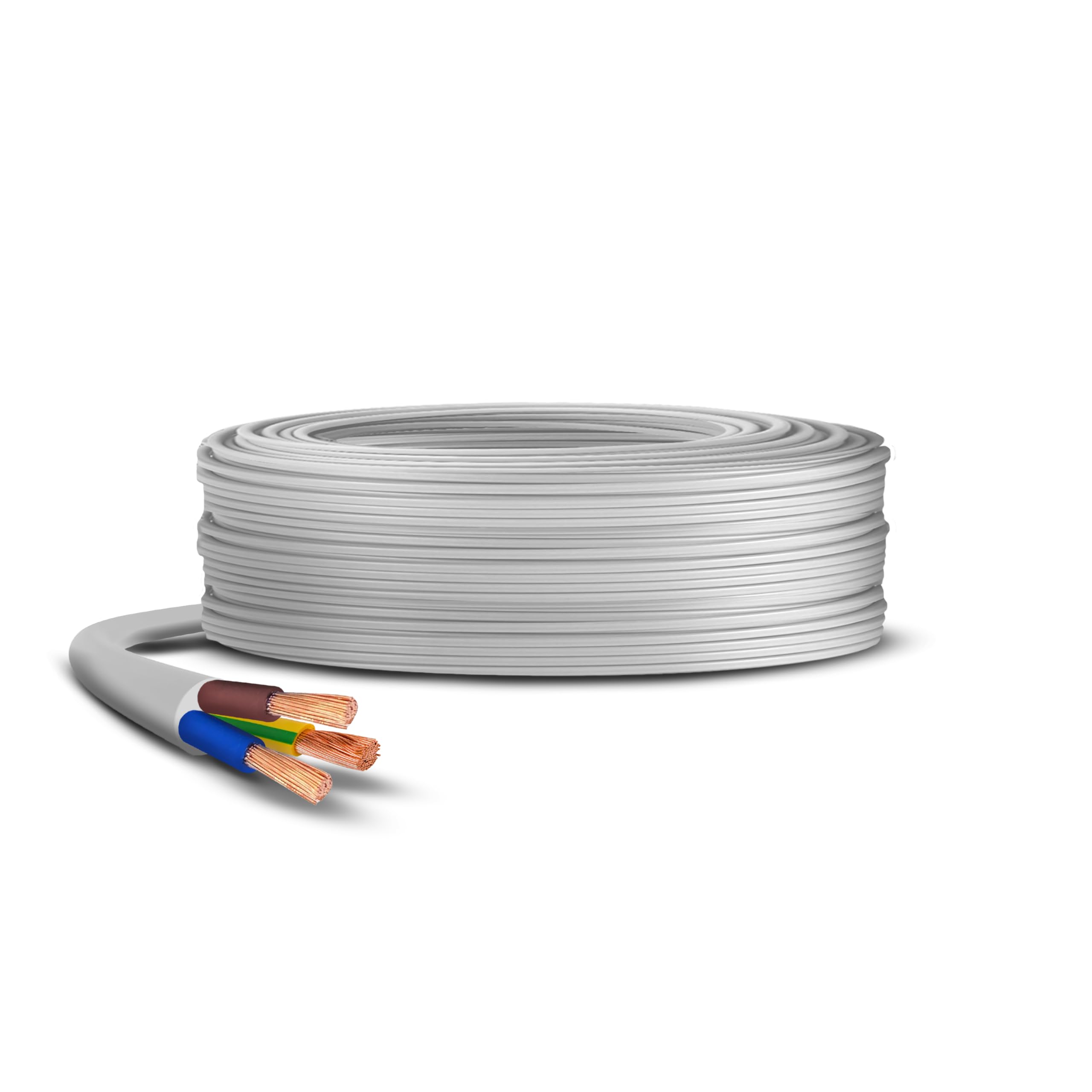 3 Core White 3183Y Flexible PVC Electrical Mains Cable BASEC Approved, 1mm(5 Meter)