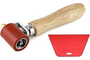 Zimpty ZY351 Seam Roller, 40mm Silicone Seam Roller Wallpaper Tool for PVC/TPO/EPDM Single Ply Roofing Tape with Wallpaper Smoothing Plastic Hard Scraper Combo (Silicone Seam Roller)