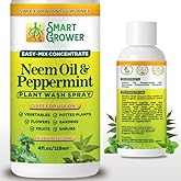 Neem Oil Spray for Plants with Peppermint Oil – for Indoor & Outdoor Plants, Gardens, & Houseplants– Best Value Refill 4 oz Concentrate Makes 1/2 Gallon RTU