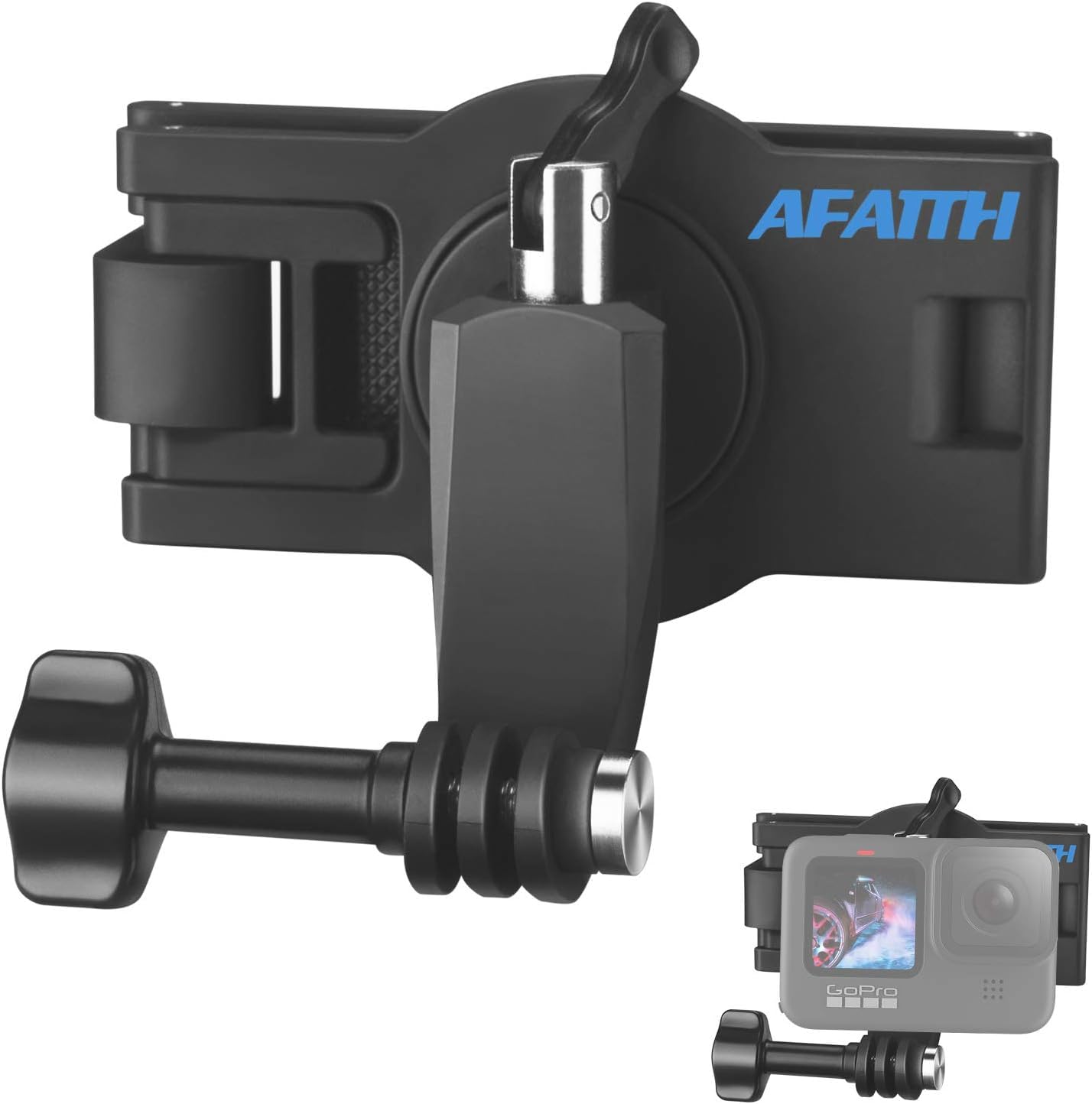AFAITH Backpack Strap Mount for GoPro, 360° Rotating Adjustable Backpack Shoulder Strap Mount for Go Pro Hero 13/12/11/10/9/8/7/6/5/4/3+, Insta 360, DJI osmo Action and Most Action Cameras