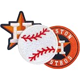 3Psc Houston Fans' Favorite Baseball Iron On Patches, for Jacket Backpack Jeans Jacket Woman&amp;Man