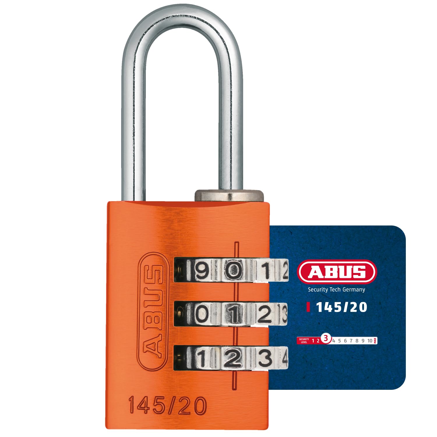 Padlock Combination Aluminum 20mm Orange