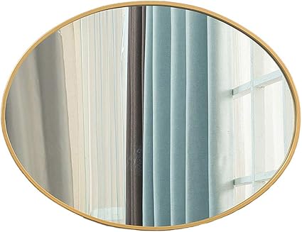 Oversize Decorative Mirror Gold Metal Framed Oval Hanging Mirror