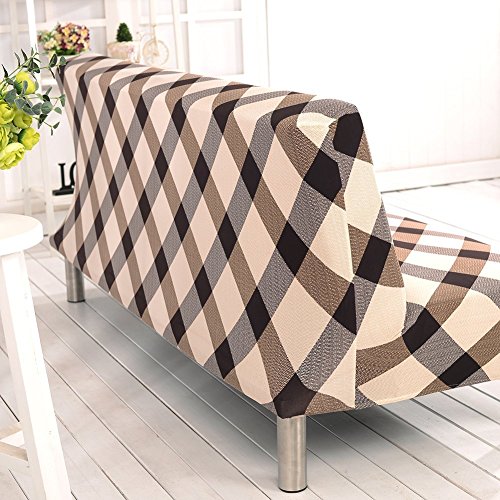 DIFEN Futon Slipcover Sofa Bed Cover Solid Color Full Folding Elastic Armless 80 x 50 inch, Lightweight Stretch Furniture Protector (Pattern-D:80" x 50")