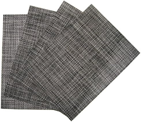 Non-slip Insulation Woven Vinyl Pewter Placemats (Set of 4)