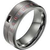 INRENG 8mm Men's Women's Stainless Steel Spinner Ring Alphabet Number Band Decoder Design Jewelry