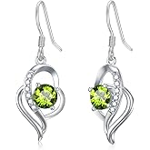 Seiyang 925 Sterling Silver Birthstone Dangle Earrings for Women Birthday Anniversary Fine Jewelry for Women Girls