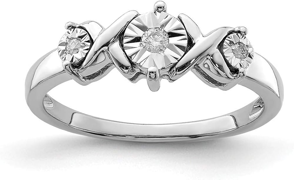 925 Sterling Silver (0.1cttw) Diamond Ring Size7 Jewelry