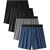 BAMBOO COOL Mens Underwear Boxers Moisture-wicking and Cool Men's Boxer Shorts Loose Fit Super Soft 4 Pack