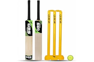 GRS Kids Zone Popular Willow Cricket Bat with Wicket Set & 1 Tennis Ball for Kids (Size 3, Age 6-10 Years) Multicolor