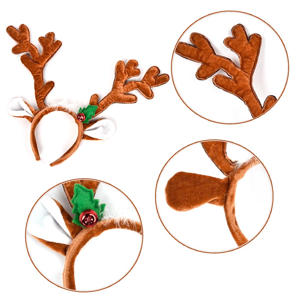 HansGo Reindeer Antlers Headband Christmas Hair Band Hat Red and Green, 2 Pack
