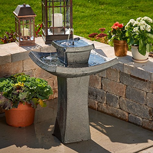 Smart Solar 34252RM1 Mahayana 2-Tier Solar on Demand Fountain With Patented Underwater Integral Solar Panel and Pump System